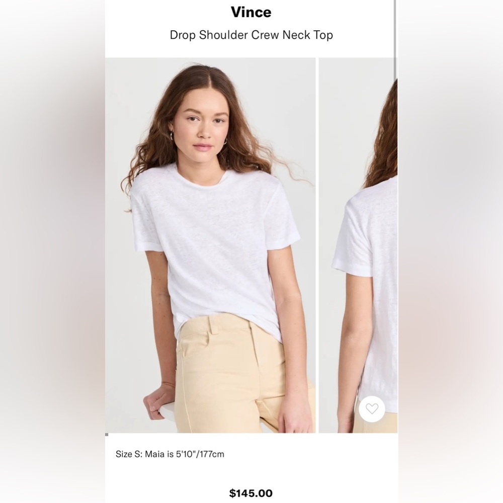 Vince Drop Shoulder Crew Neck Top size Medium